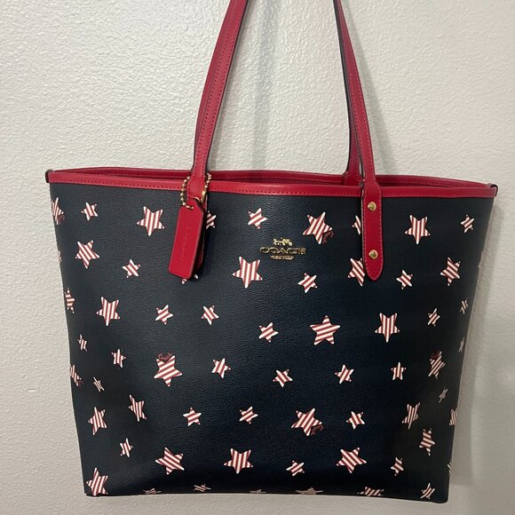 Coach Reversible City Tote in Americana Star Print - Picture 1 of 14